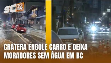 Cratera se abre na Avenida Brasil após rompimento de adutora em BC