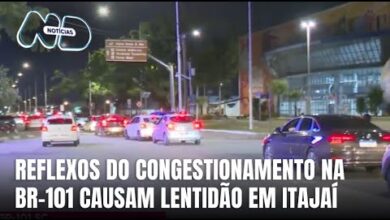 Trânsito em Itajaí segue lento por reflexo de filas na BR-101