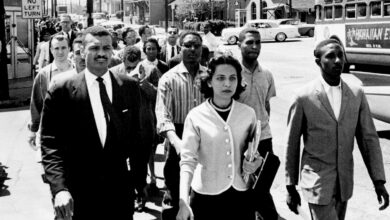 Black leaders march down Jefferson Street in 1960.