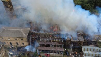 drone footage shows shocking fire at Dalton Mills in Keighley