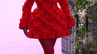 Joy Sunday Wore McQueen To The ‘Wednesday’ Season 2 London Premiere red knit dress and red hat