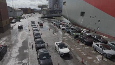 Carga com 800 carros da BMW desembarca em porto de SC