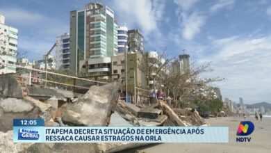 Itapema decreta emergência após ressaca causar estragos na orla