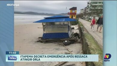 Itapema entra em emergência após ressaca atingir faixa litorânea