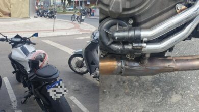 Motociclista com CNH suspensa é flagrado com escapamento irregular e moto com R$ 6 mil em débitos em Balneário Camboriú