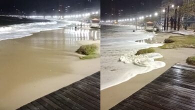 Ressaca destrói parte da orla em Itapema