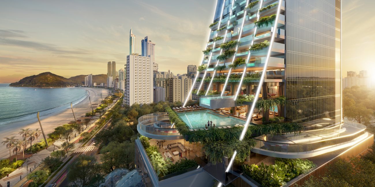 Área de convivência terá piscina com vista panorâmica.