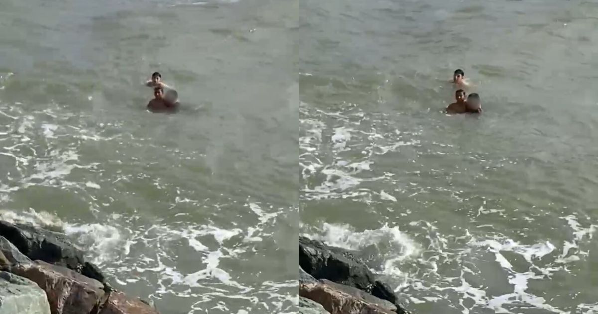 PM salva criança de afogamento em área perigosa para banho de Balneário Camboriú Foto: PMSC/Divulgação/ND Mais