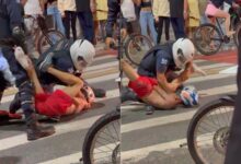 Motociclista avança sobre multidão na Avenida Atlântica e acaba preso