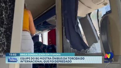 Ônibus do Internacional é depredado e repórter registra situação de perto
