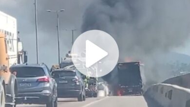 Incêndio em caminhão provoca congestionamento em Itajaí