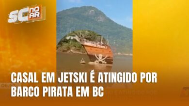 Casal em jetski é atingido por barco pirata em Balneário Camboriú