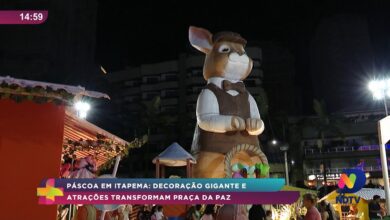 Páscoa em Itapema encanta com decoração gigante na Praça da Paz