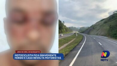 Linha de cerol causa acidente grave com motociclista em Navegantes