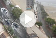Chuva de 143 mm transforma avenida cartão-postal em ‘rio’ em Balneário Camboriú