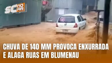Chuva intensa provoca alagamentos e transtornos em Blumenau