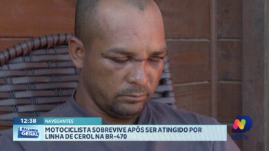 Motociclista sobrevive após acidente com linha de cerol na BR-470