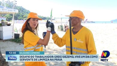 Desafio do Trabalhador, Greici Siezemel encara rotina de servente de limpeza na praia