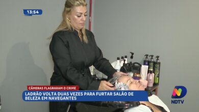 Câmeras flagram ladrão furtando salão duas vezes em Navegantes
