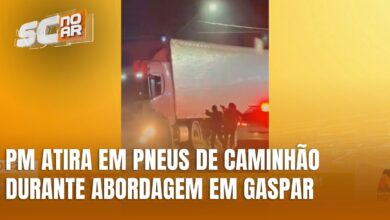 PM atira em pneus para impedir fuga de caminhoneiro em Gaspar