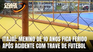 Menino sofre grave lesão após ser atingido por trave em quadra de Itajaí
