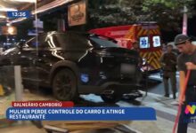 Mulher perde controle do carro e atinge restaurante em BC
