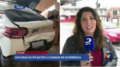 Acidente com viaturas da PM mobiliza equipes durante ocorrência em Itajaí