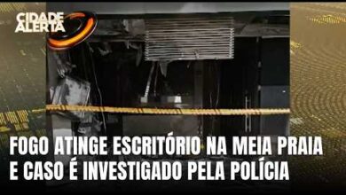 Polícia investiga incêndio em escritório durante a madrugada em Itapema