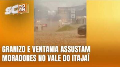Temporais com granizo e ventania causam estragos no Vale do Itajaí